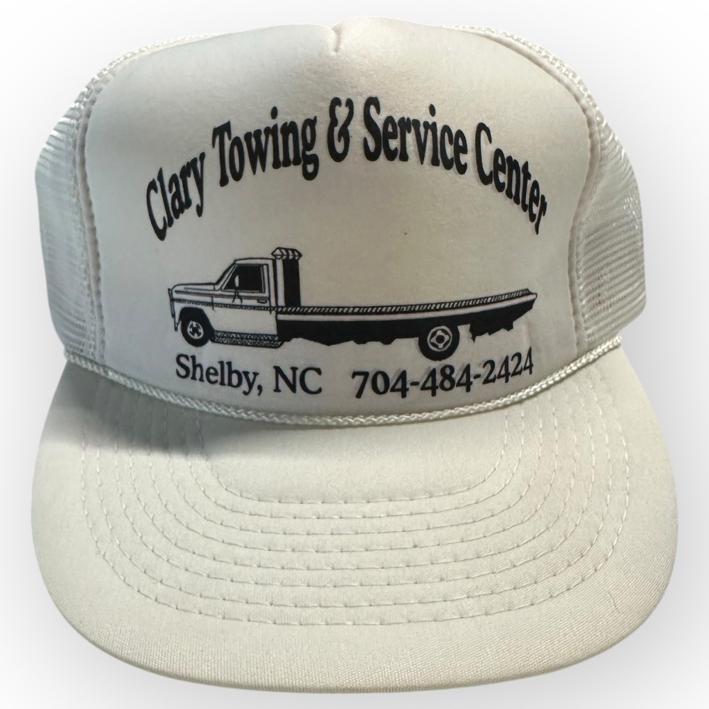Vintage 90s Trucker Cap White Mesh Snapback Flat Bill Hat